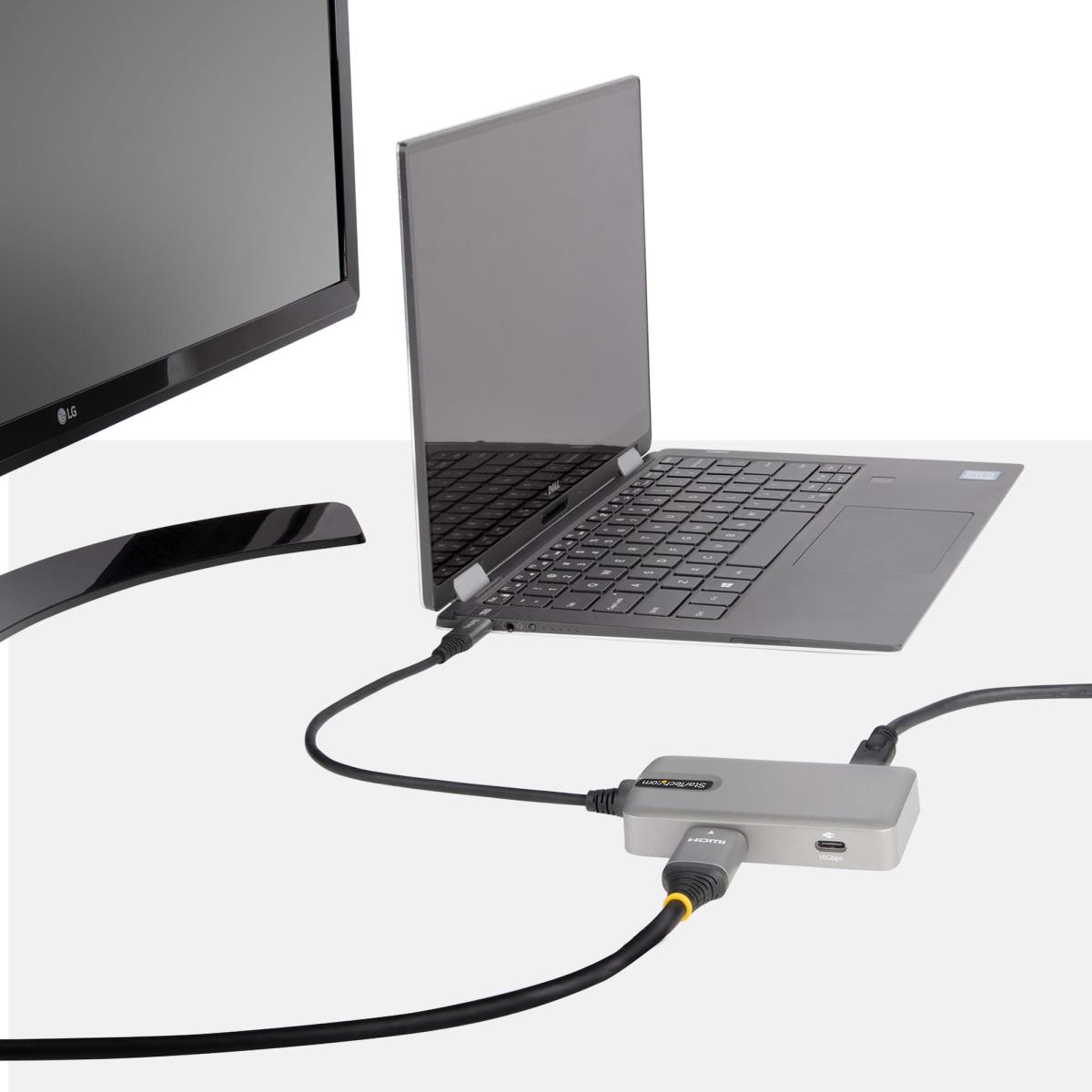 STARTECH.COM USB C Multiport Adapter - USB-c To 4k 60hz Hdmi 2.0 100w Power Delivery Pass-through - 3-port 10gbps