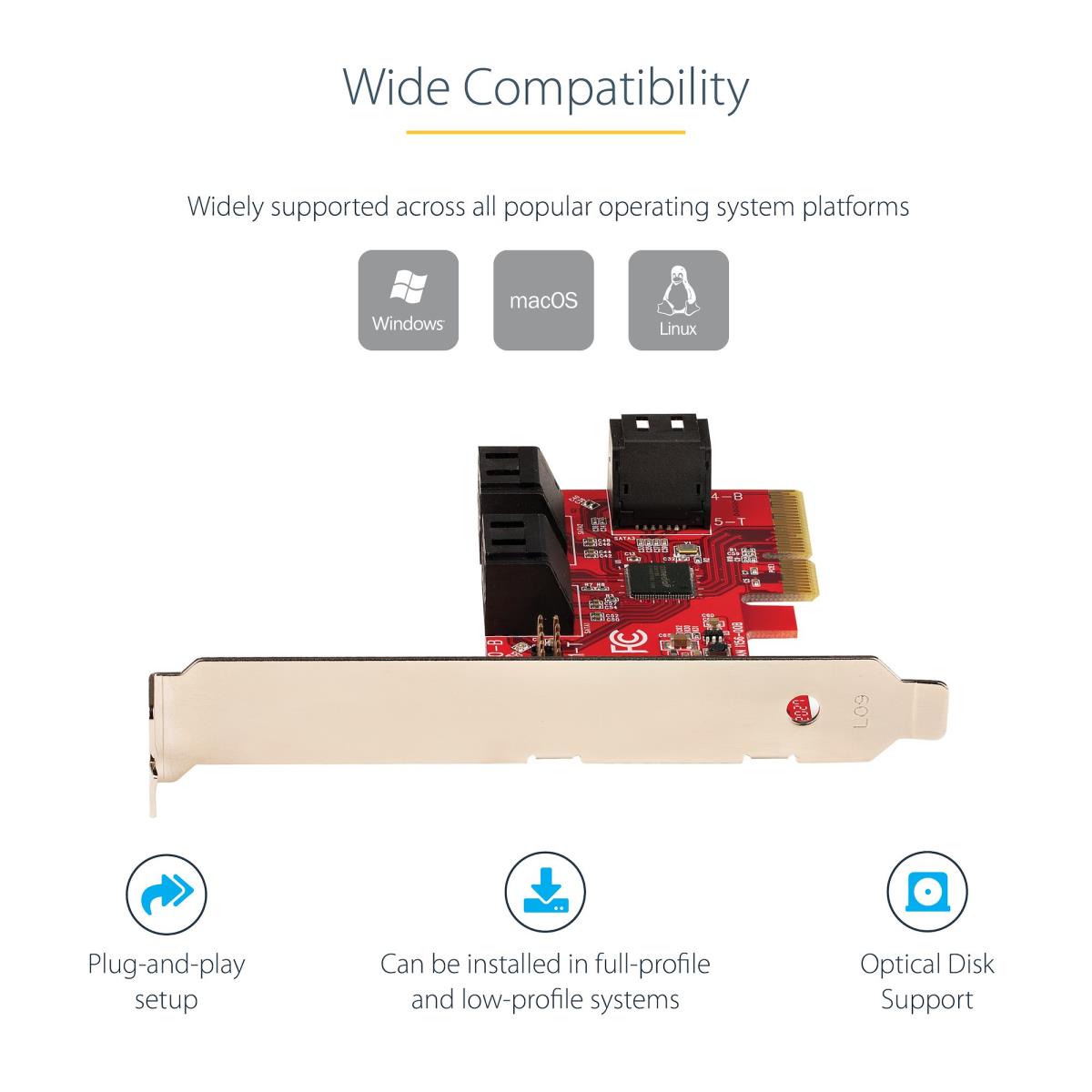 STARTECH.COM SATA Pci-e Card - 2 Port Pci-e SATA Expansion Card - 6gbps - Full/low Profile