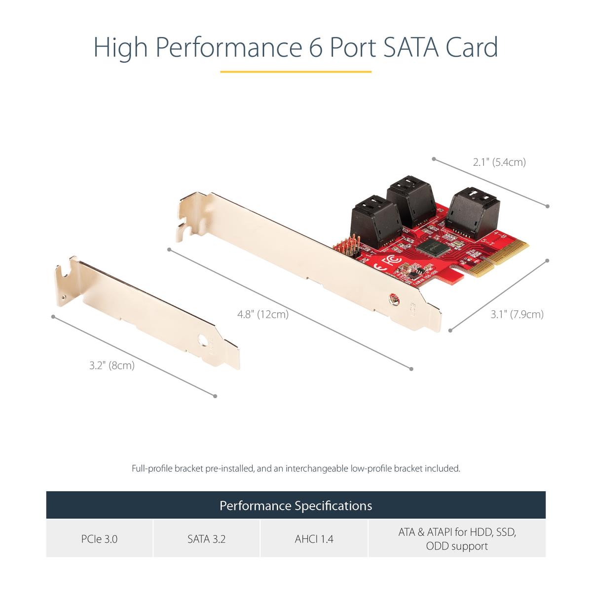 STARTECH.COM SATA Pci-e Card - 2 Port Pci-e SATA Expansion Card - 6gbps - Full/low Profile