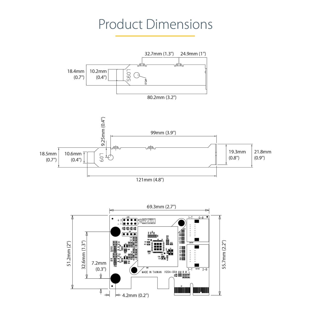 STARTECH.COM SATA Pcie Card - 4 Port Pcie SATA Expansion Card - 6gbps - Low/full Profile - Stacked SATA Connectors - Asm1164 Non-raid
