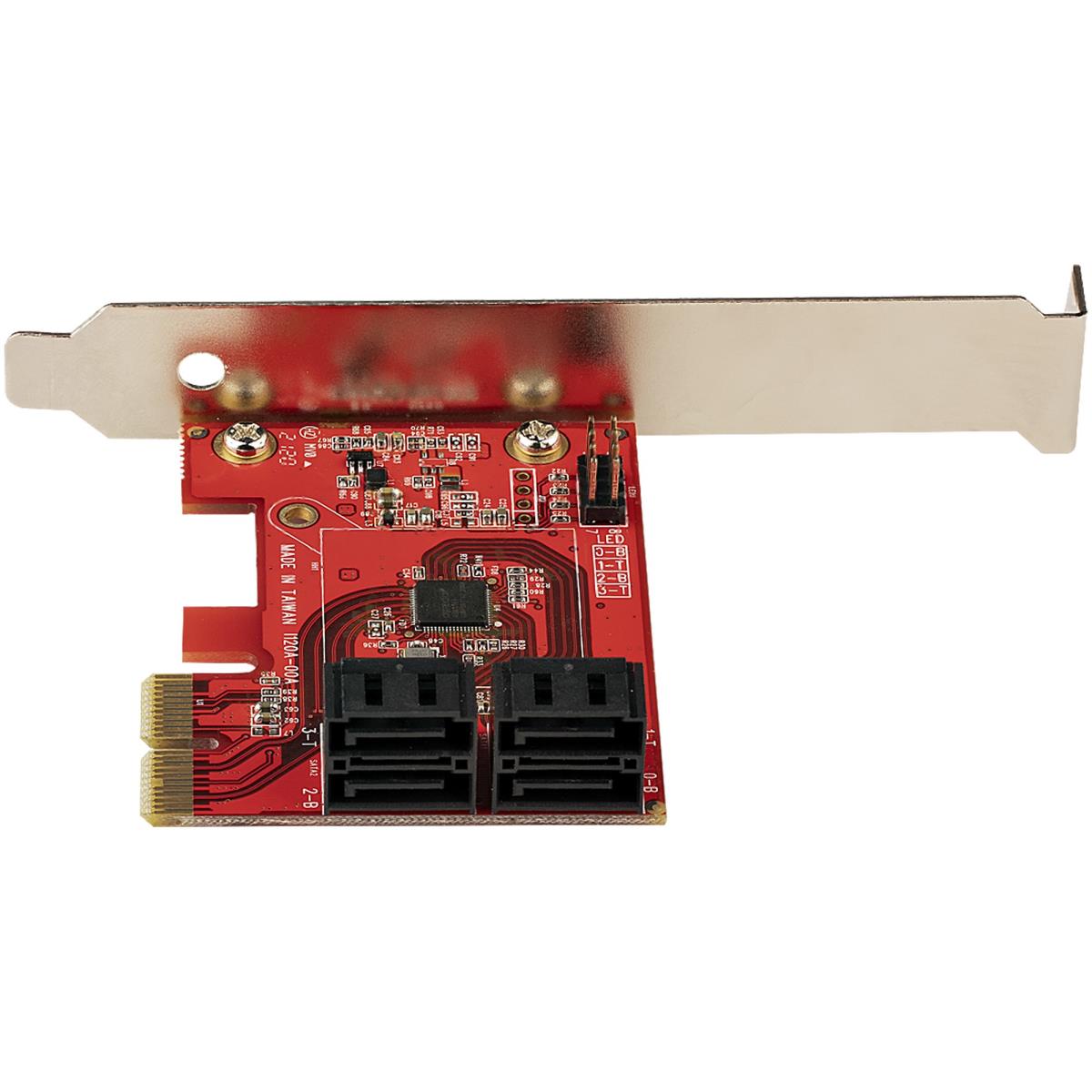 STARTECH.COM SATA Pcie Card - 4 Port Pcie SATA Expansion Card - 6gbps - Low/full Profile - Stacked SATA Connectors - Asm1164 Non-raid