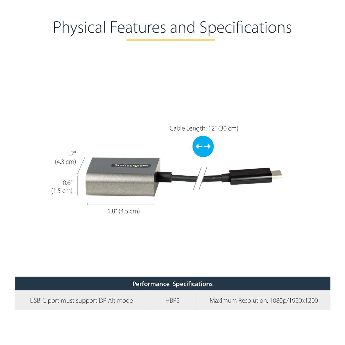 STARTECH.COM USB C To Vga Adapter - 1080p USB Type-c To Vga Adapter Dongle - USB-c (dp Alt Mode) To Vga Monitor/display Video Converter