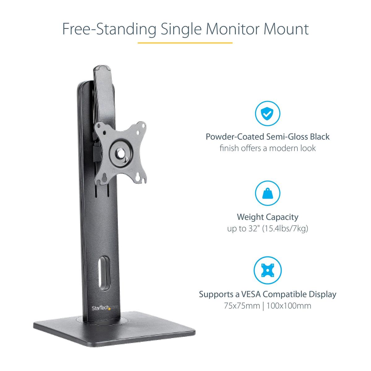 STARTECH.COM Free Standing Single Monitor Mount - Height Adjustable Monitor Stand