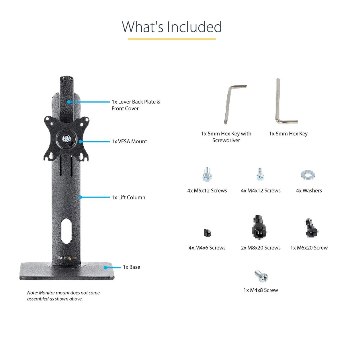 STARTECH.COM Free Standing Single Monitor Mount - Height Adjustable Monitor Stand