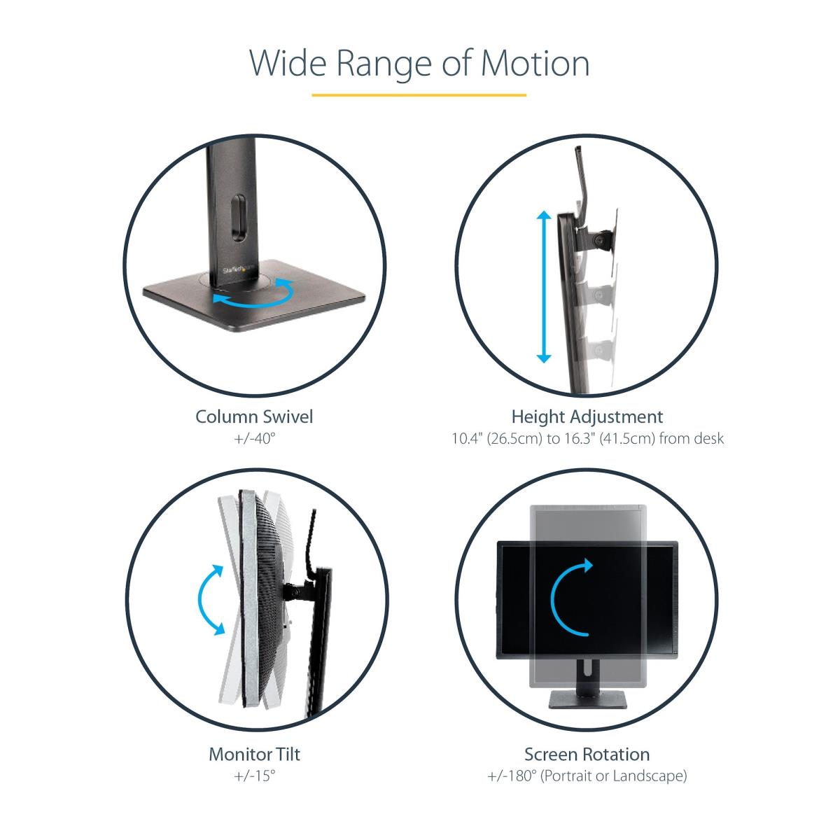 STARTECH.COM Free Standing Single Monitor Mount - Height Adjustable Monitor Stand