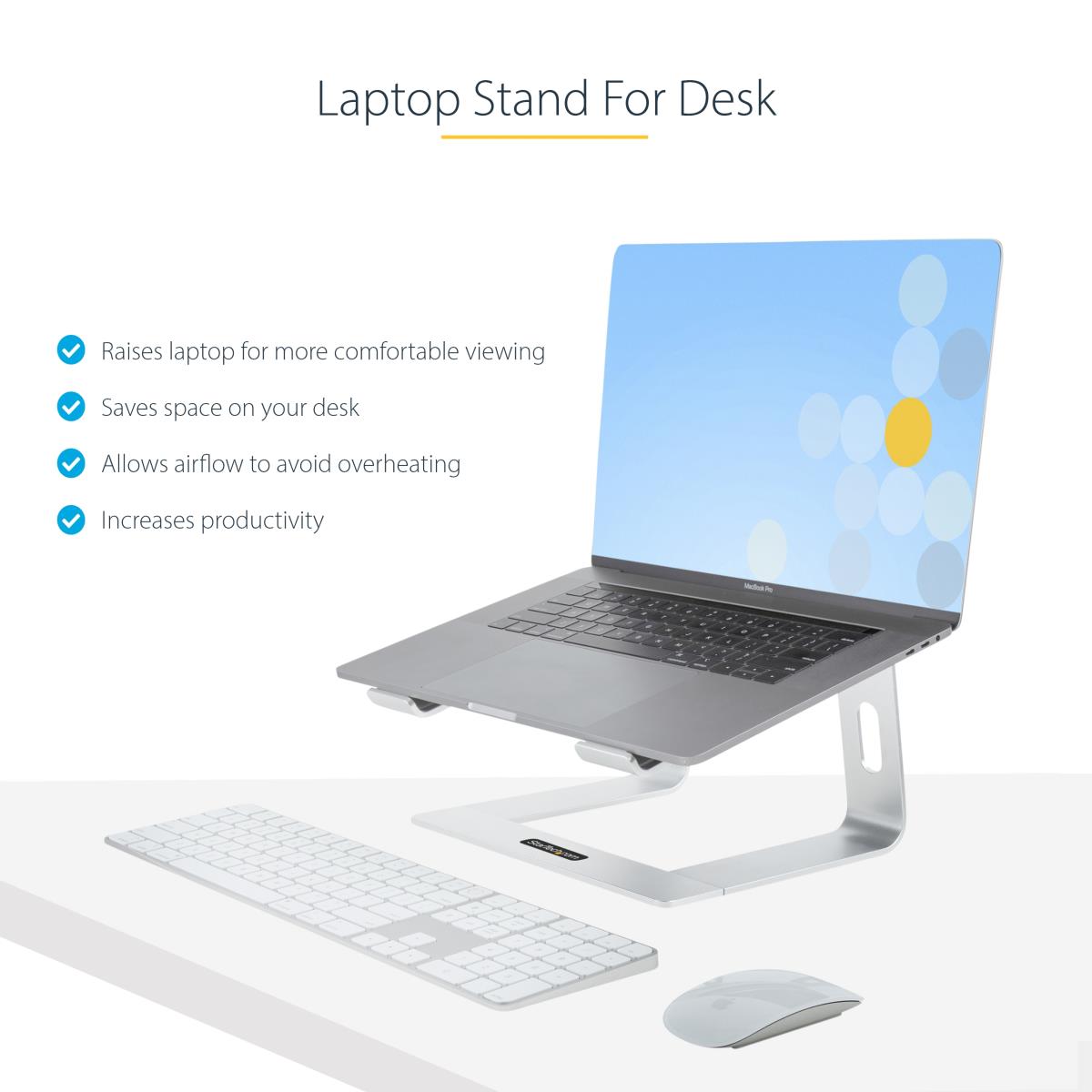 STARTECH.COM Laptop Stand For Desk, Supports 5kg/11lb, Aluminum, Silver