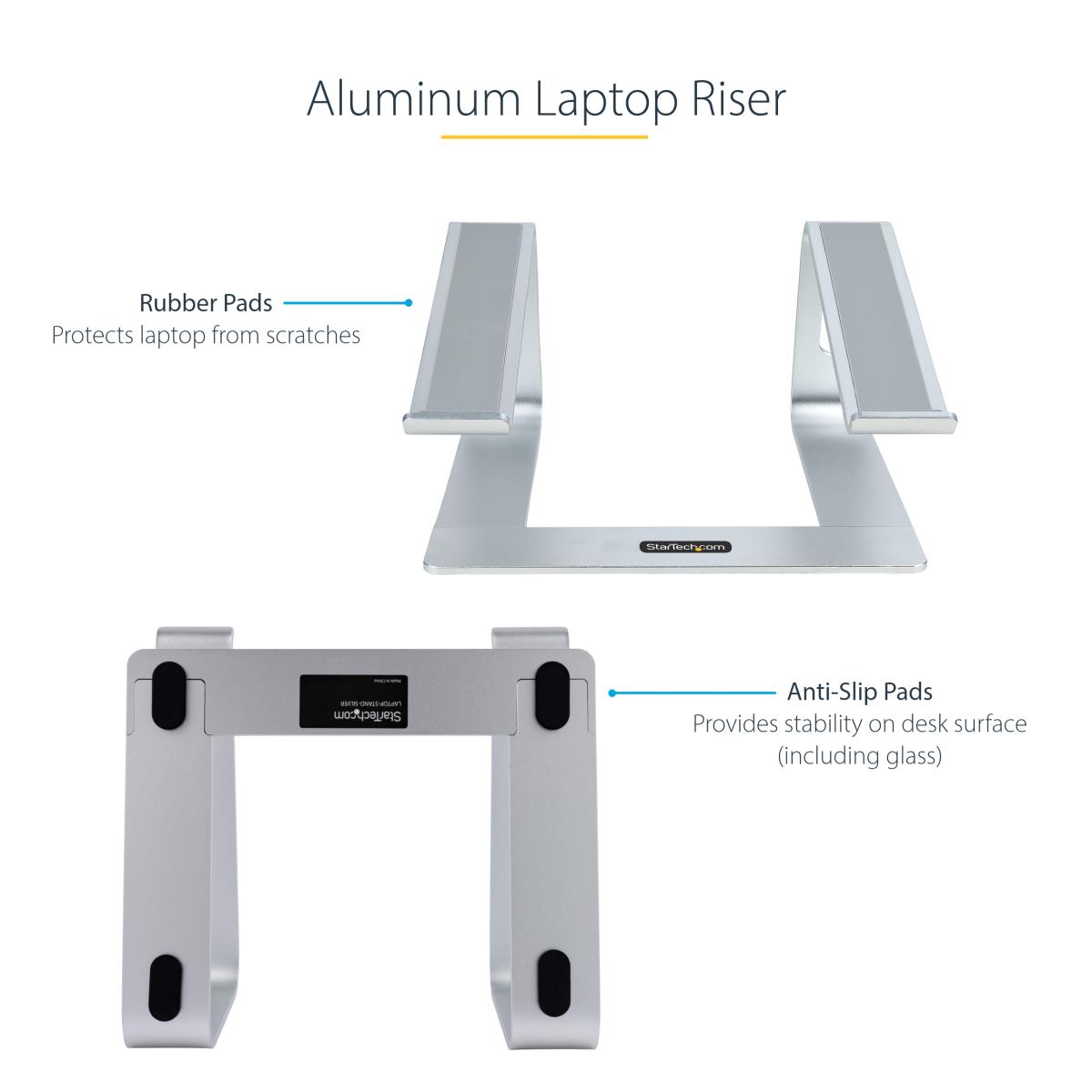 STARTECH.COM Laptop Stand For Desk, Supports 5kg/11lb, Aluminum, Silver