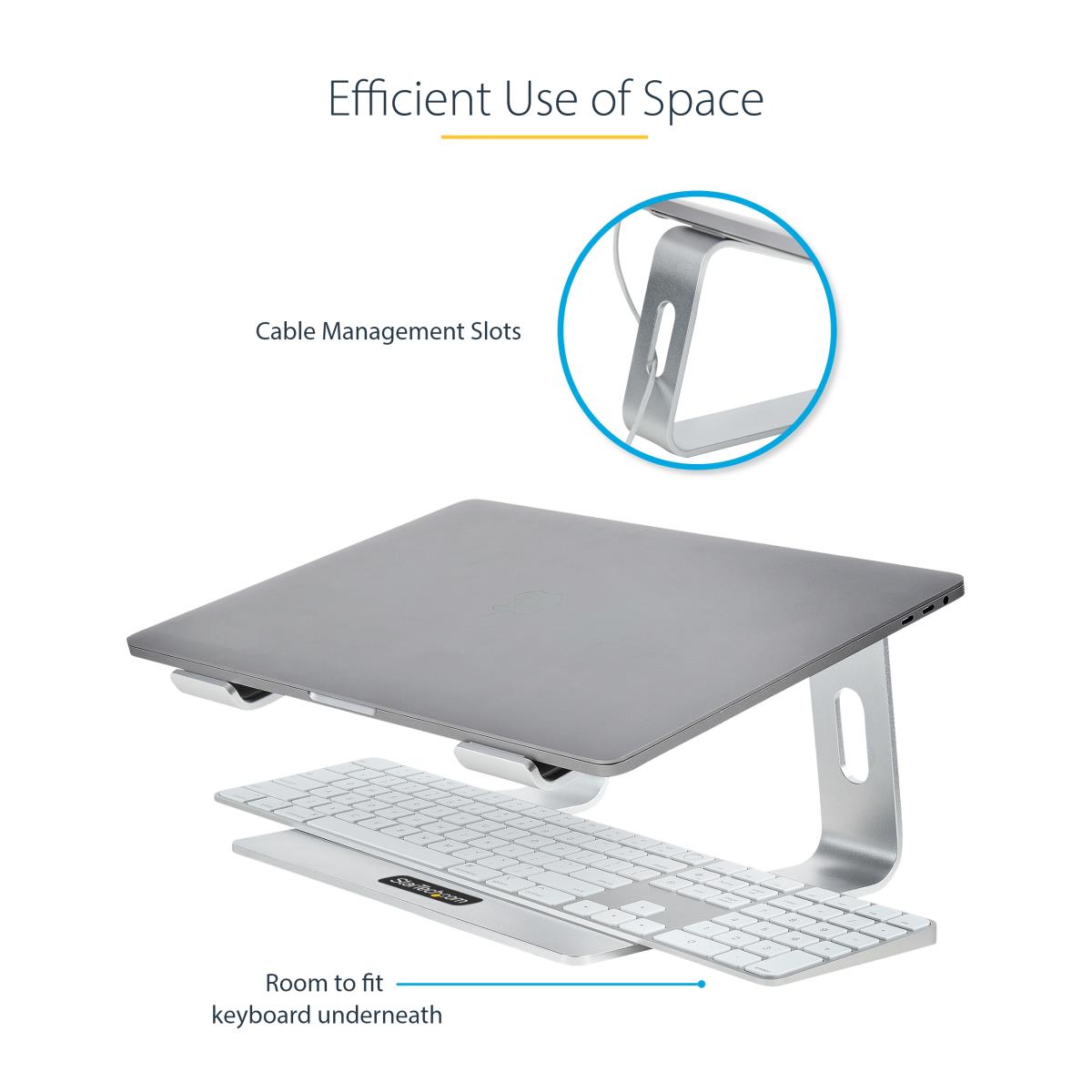 STARTECH.COM Laptop Stand For Desk, Supports 5kg/11lb, Aluminum, Silver