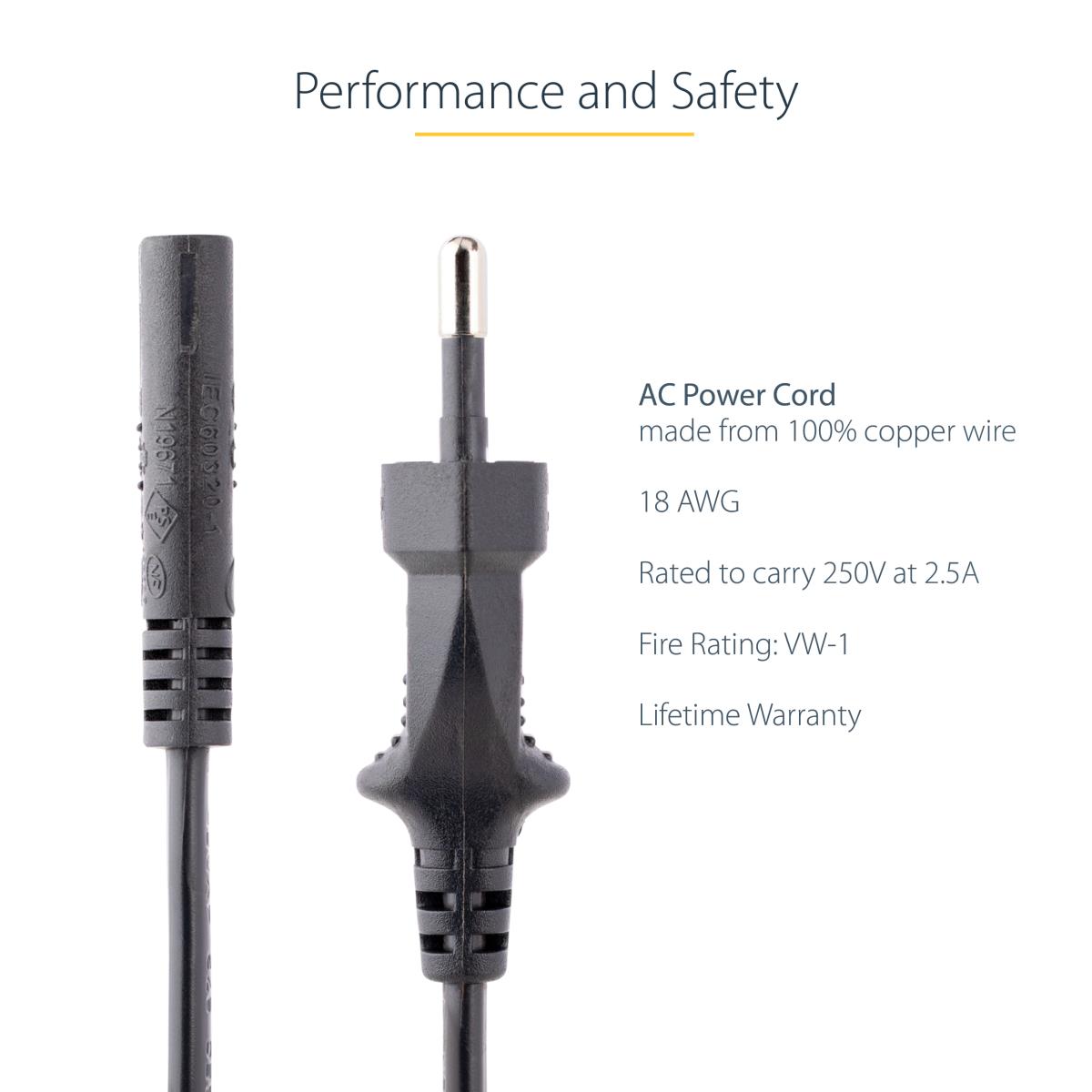 STARTECH.COM Laptop Power Cord - Plug To C7 - 18awg 2m