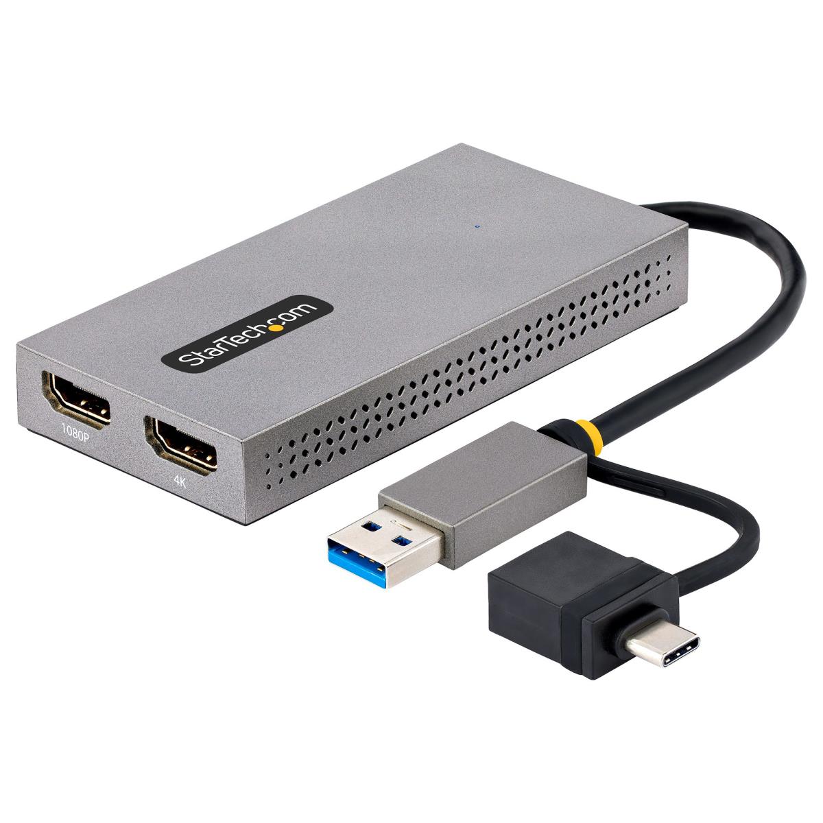 STARTECH.COM USB To Dual Hdmi Adapter - USB-a Or C 1x 4k 30hz 1x 1080p