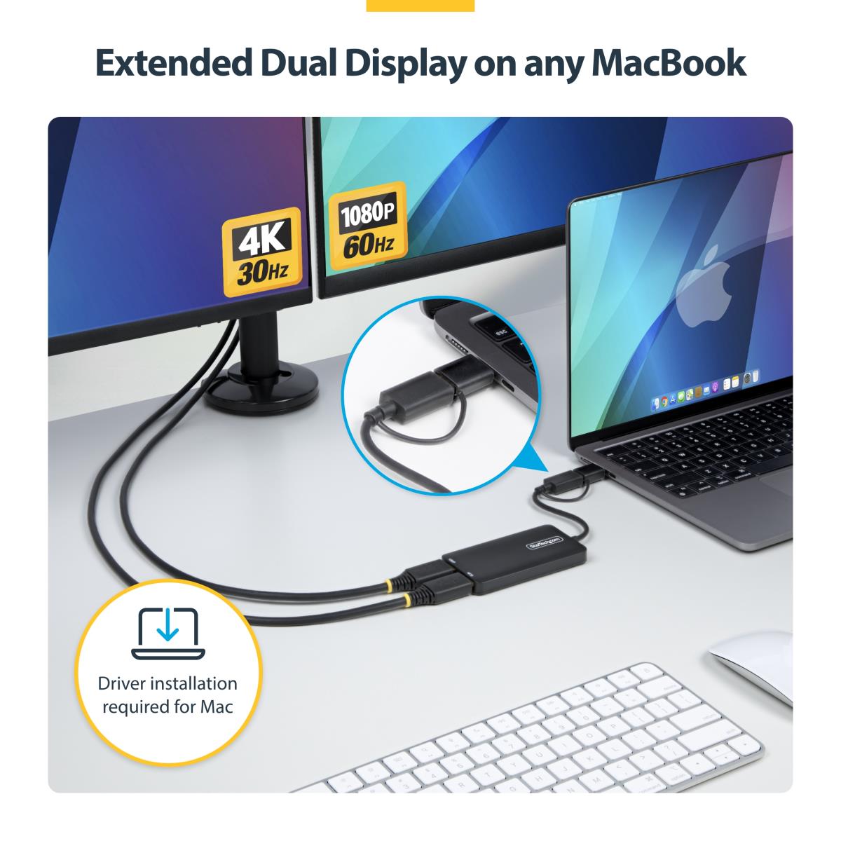 STARTECH.COM USB To Dual Hdmi Adapter - USB-a Or C 1x 4k 30hz 1x 1080p