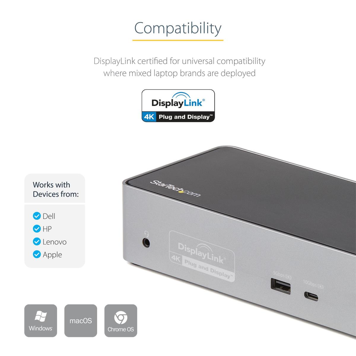 STARTECH.COM Docking Stations - Universal USB-c Dock Quad Video Quad 4k 60hz Dp Or Hdmi 100w Pd