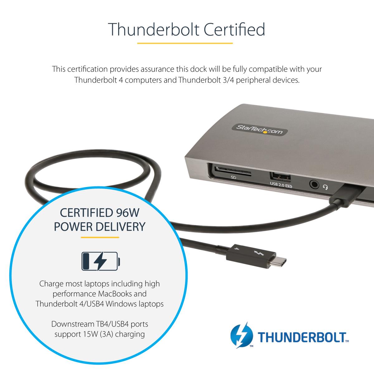STARTECH.COM Thunderbolt 4 Dock 96w Dual 4k 60hz Or 1x8k 3xtb4 4xUSB-a