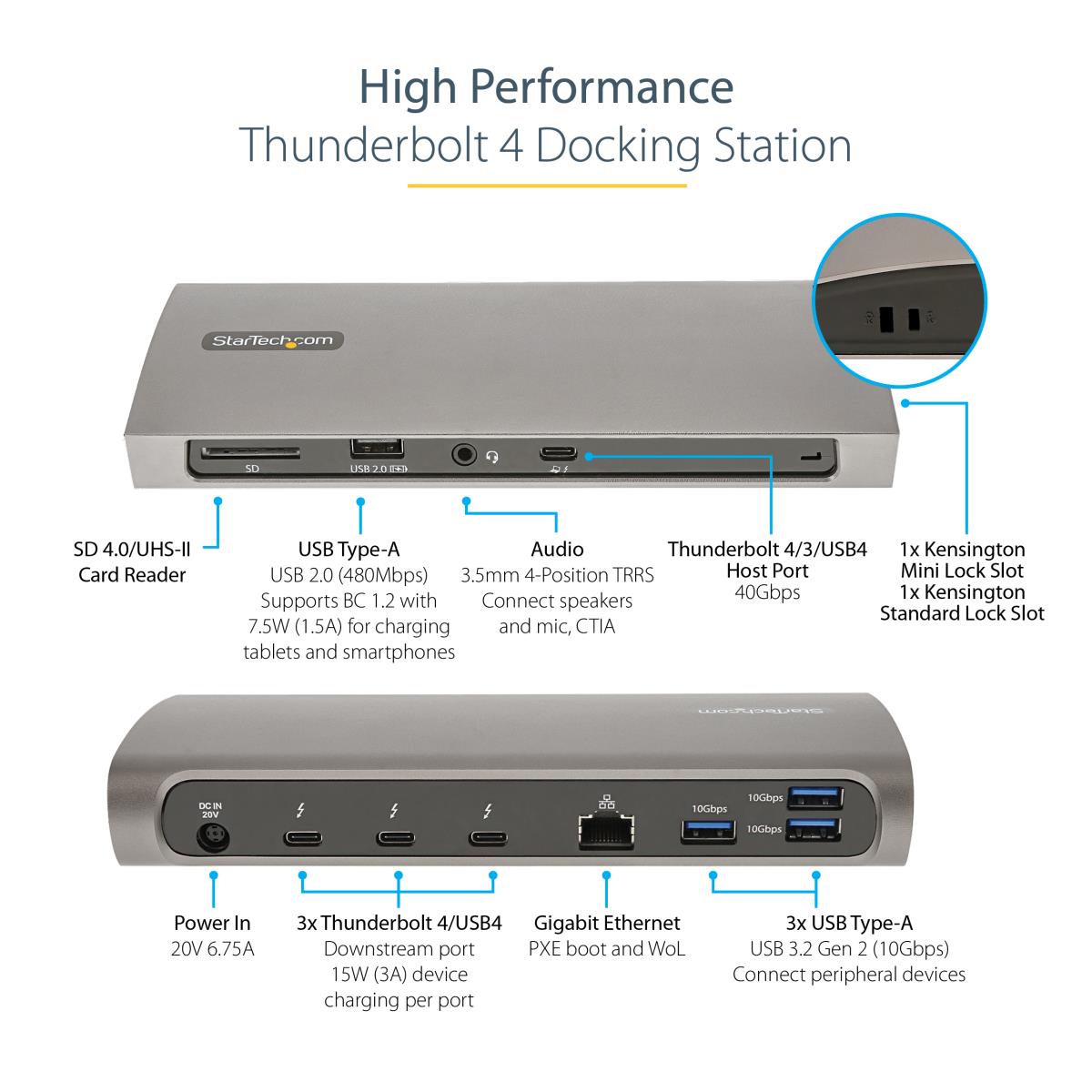 STARTECH.COM Thunderbolt 4 Dock 96w Dual 4k 60hz Or 1x8k 3xtb4 4xUSB-a