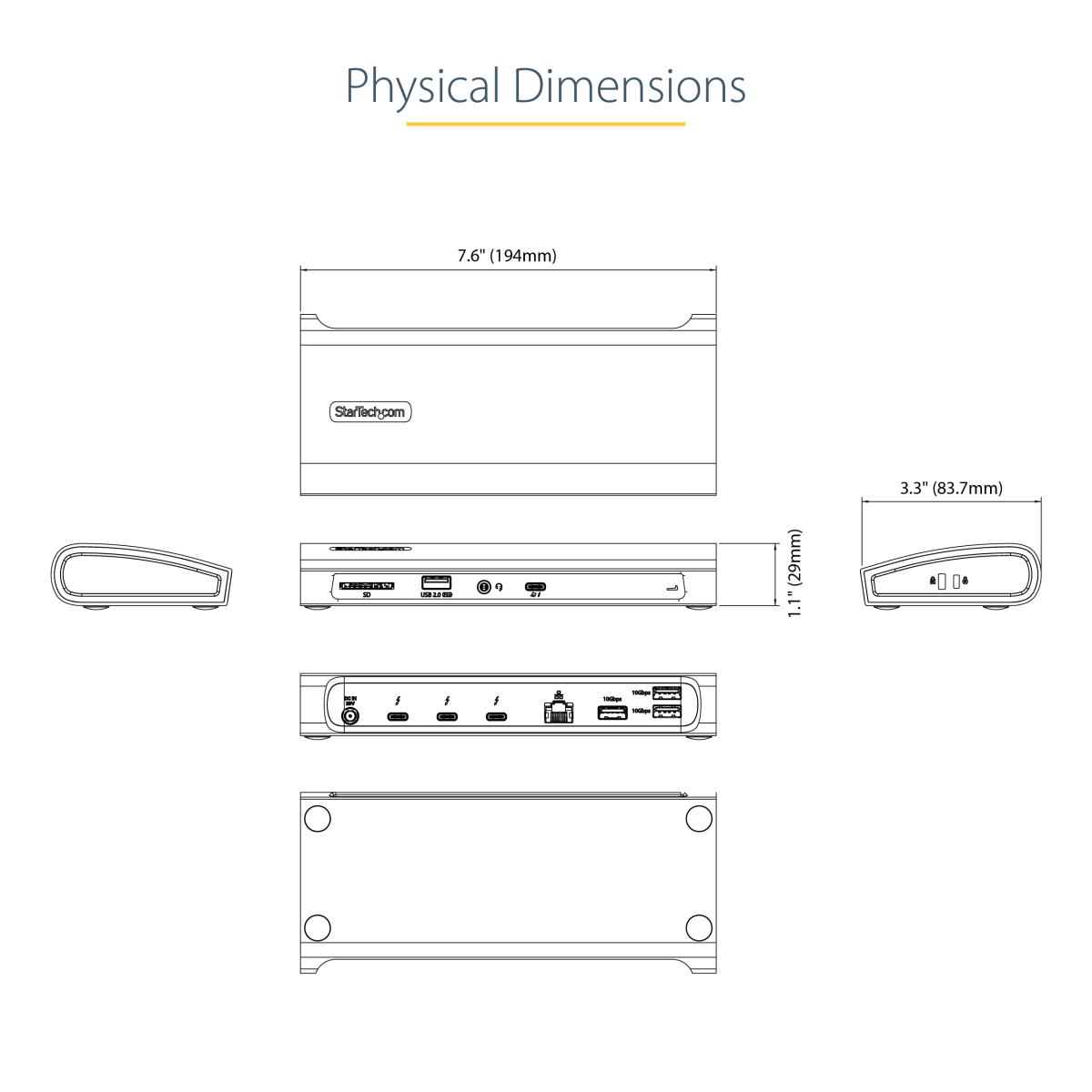 STARTECH.COM Thunderbolt 4 Dock 96w Dual 4k 60hz Or 1x8k 3xtb4 4xUSB-a