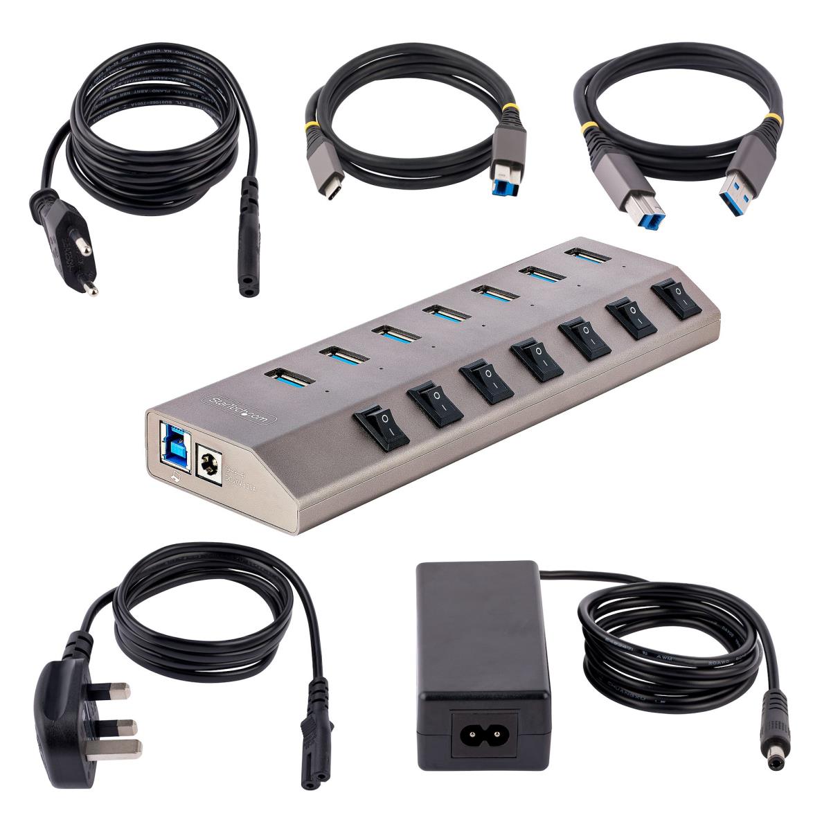 STARTECH.COM USB-c Hub - 7-port Self-powered With Individual On/off Switches, USB 3.0 5gbps Expansion Hub W/power Supply