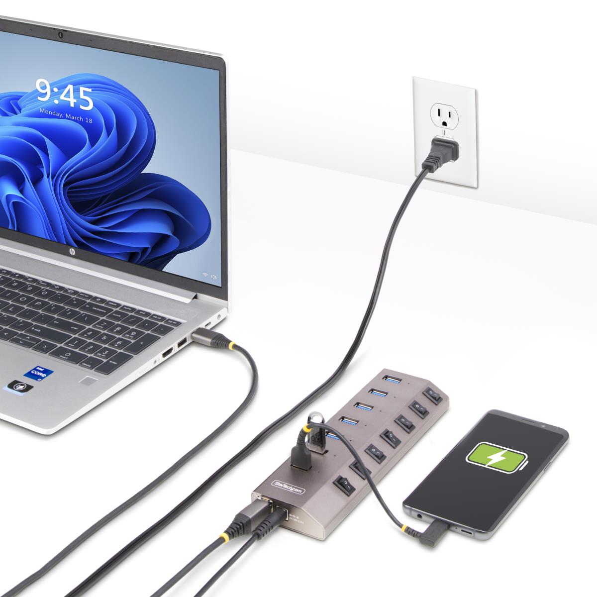 STARTECH.COM USB-c Hub - 7-port Self-powered With Individual On/off Switches, USB 3.0 5gbps Expansion Hub W/power Supply