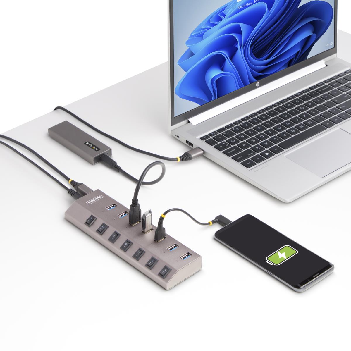 STARTECH.COM USB-c Hub - 7-port Self-powered With Individual On/off Switches, USB 3.0 5gbps Expansion Hub W/power Supply