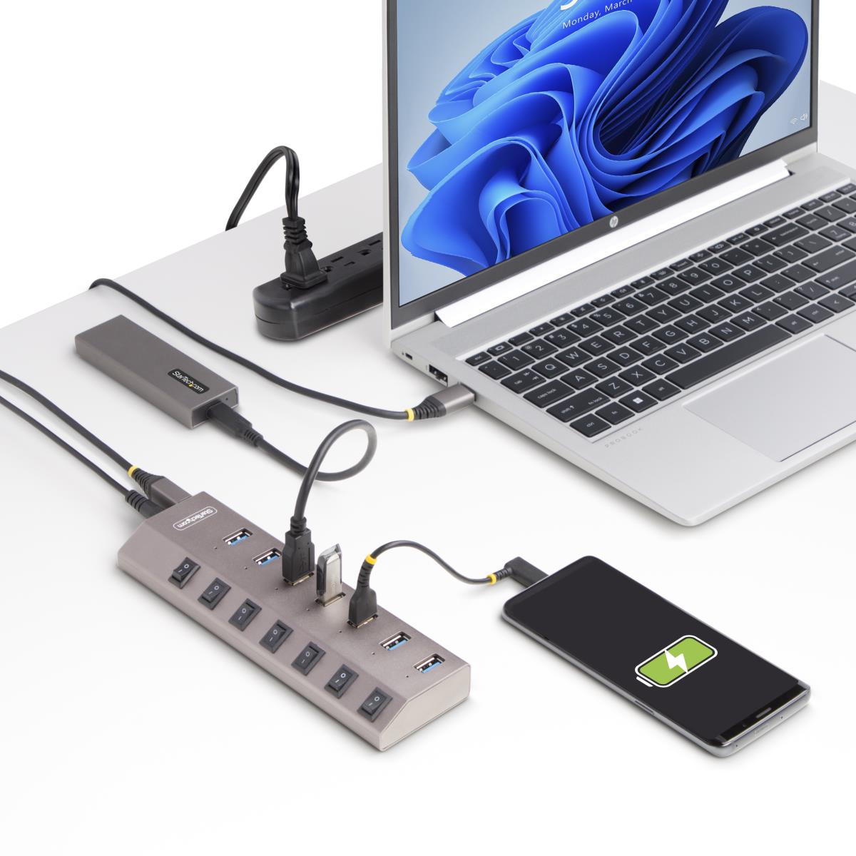 STARTECH.COM USB-c Hub - 7-port Self-powered With Individual On/off Switches, USB 3.0 5gbps Expansion Hub W/power Supply