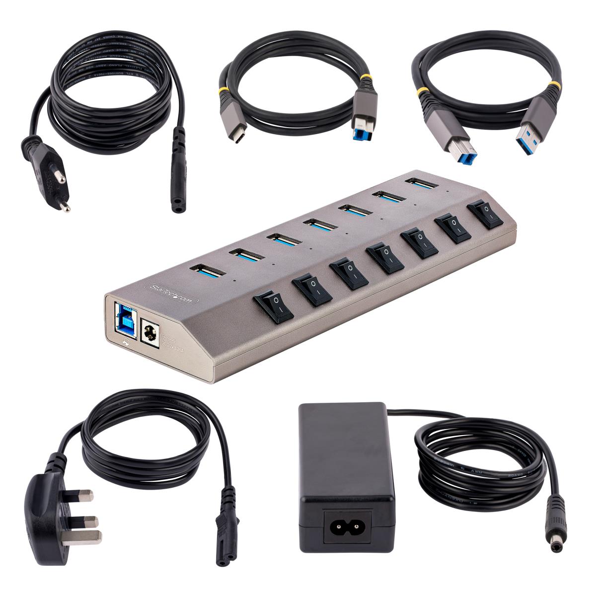 STARTECH.COM USB-c Hub - 7-port Self-powered With Individual On/off Switches, USB 3.0 5gbps Expansion Hub W/power Supply