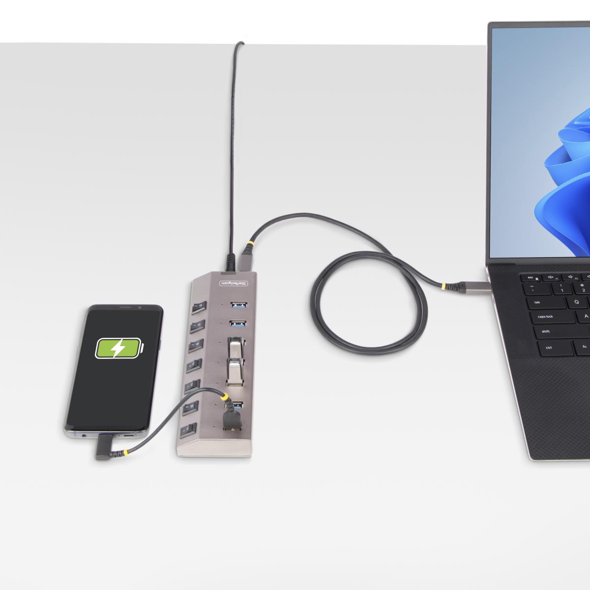 STARTECH.COM USB-c Hub - 7-port Self-powered With Individual On/off Switches, USB 3.0 5gbps Expansion Hub W/power Supply