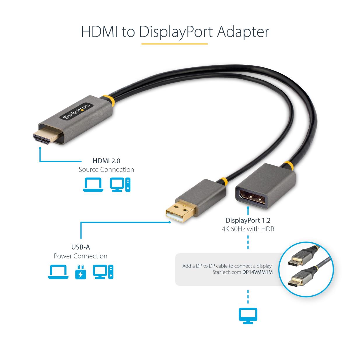 STARTECH.COM Hdmi To DisplayPort Adapter Hdmi 4k60hz