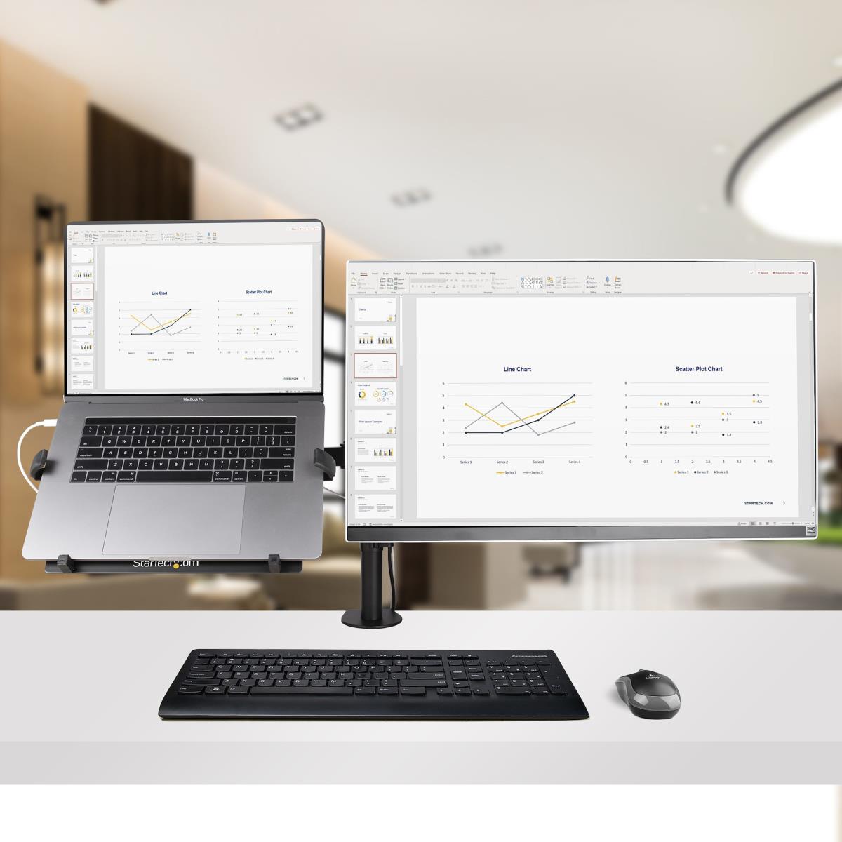 STARTECH.COM Monitor Arm With Laptop Tray Adjustable