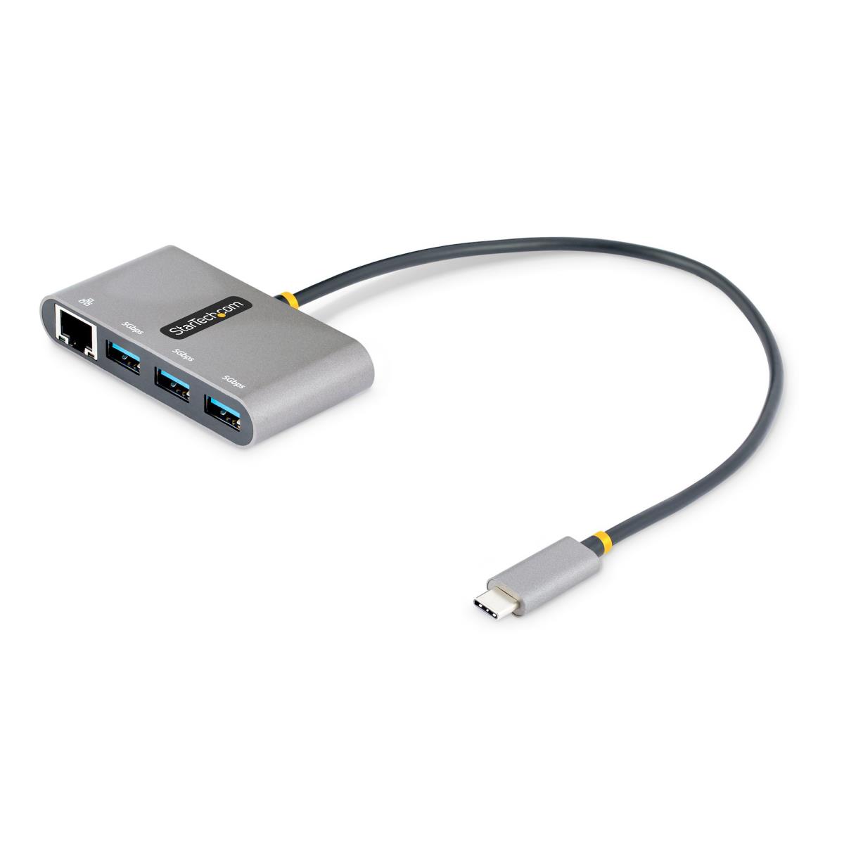 STARTECH.COM Hub Plus 3-port USB 3.0 Gigabit Ethernet - USB-c - White Bus-powered