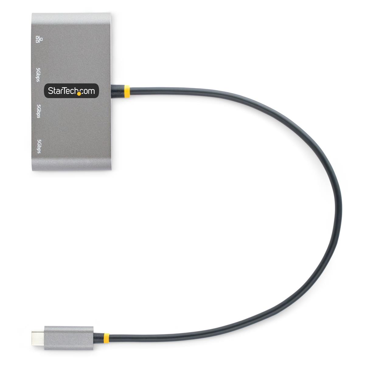 STARTECH.COM Hub Plus 3-port USB 3.0 Gigabit Ethernet - USB-c - White Bus-powered