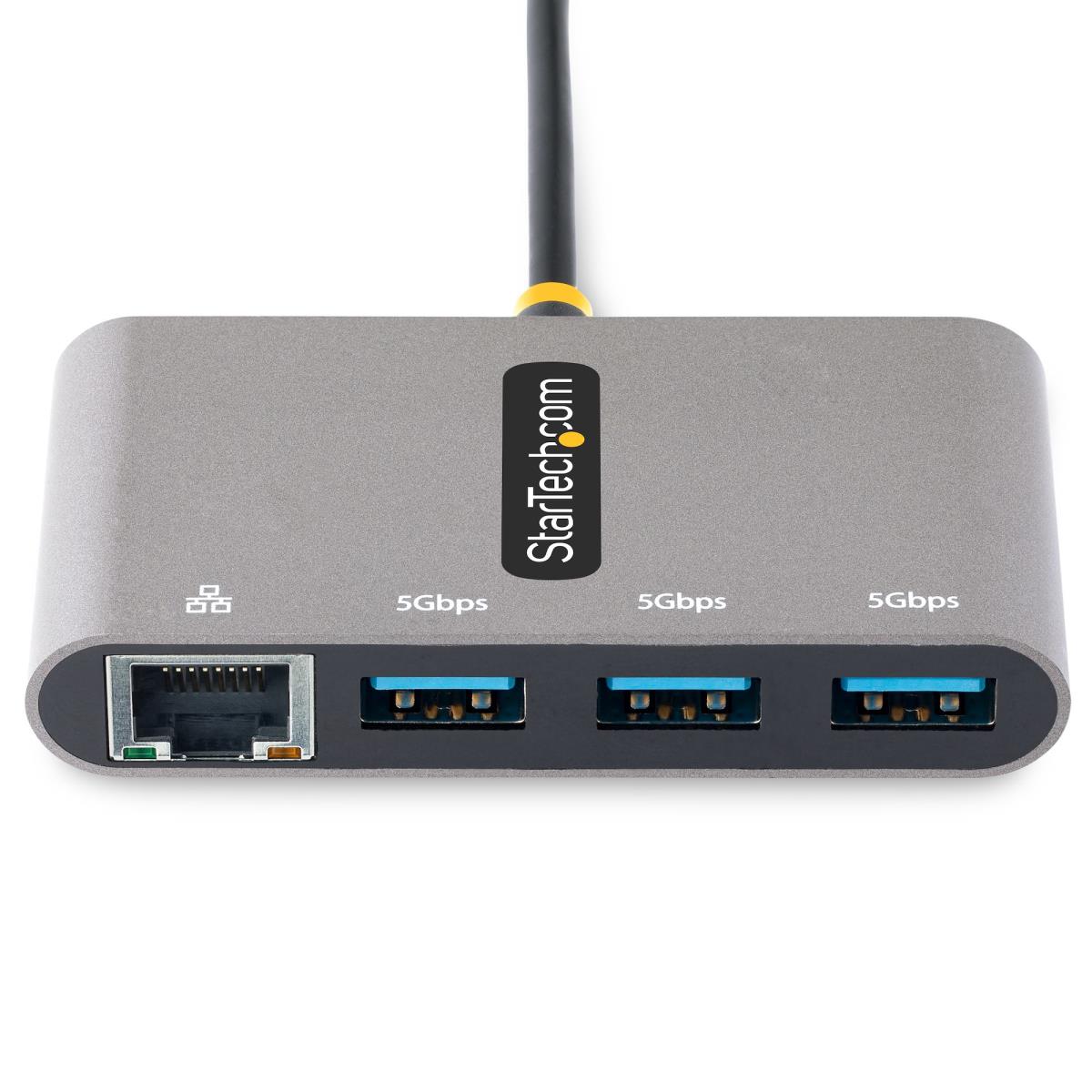 STARTECH.COM Hub Plus 3-port USB 3.0 Gigabit Ethernet - USB-c - White Bus-powered