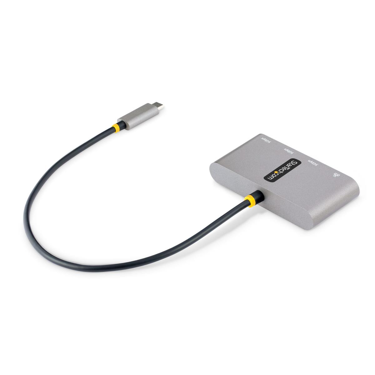 STARTECH.COM Hub Plus 3-port USB 3.0 Gigabit Ethernet - USB-c - White Bus-powered