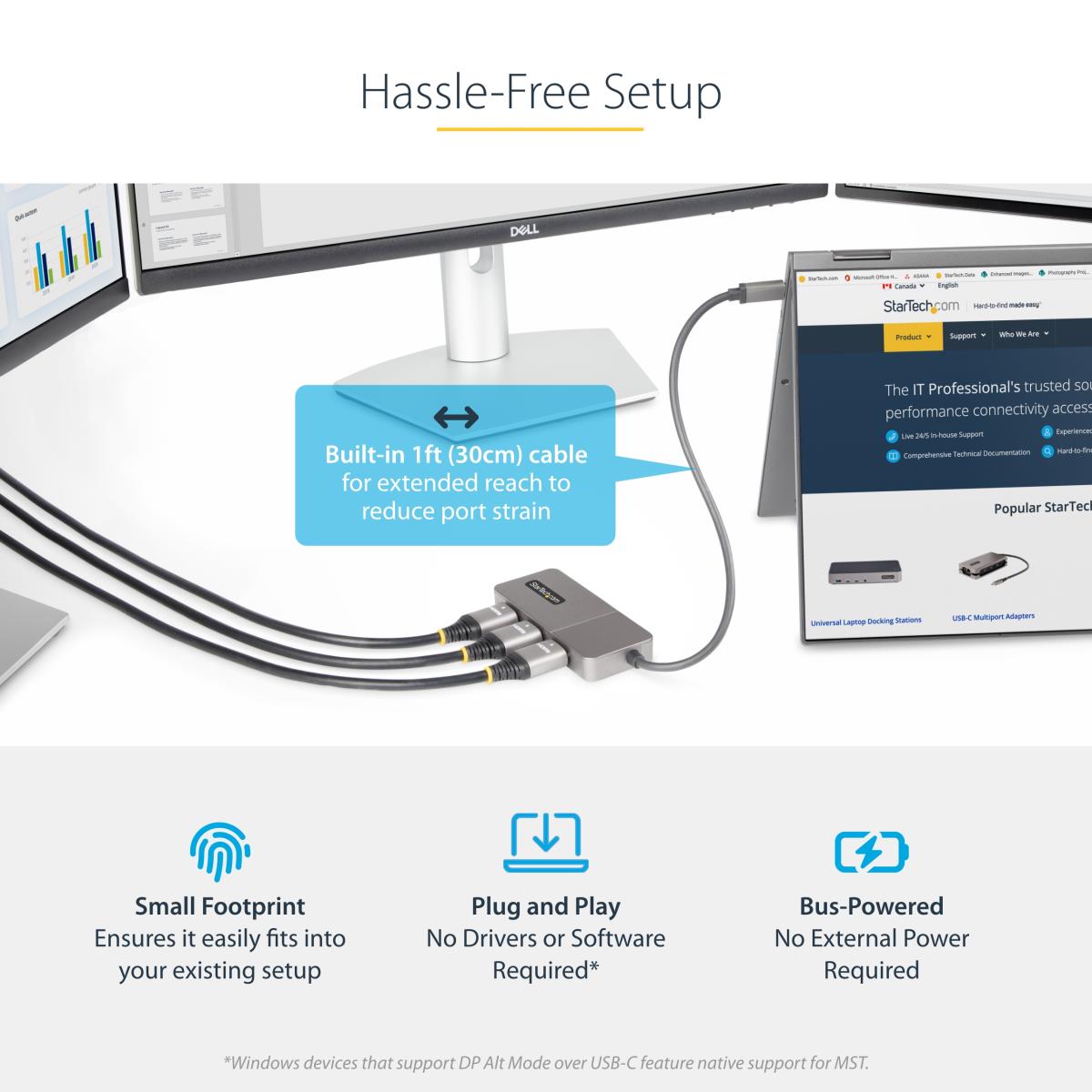 STARTECH.COM Mst Hub Hdmi - 3-port USB-c Triple 4k 60hz Windows Only