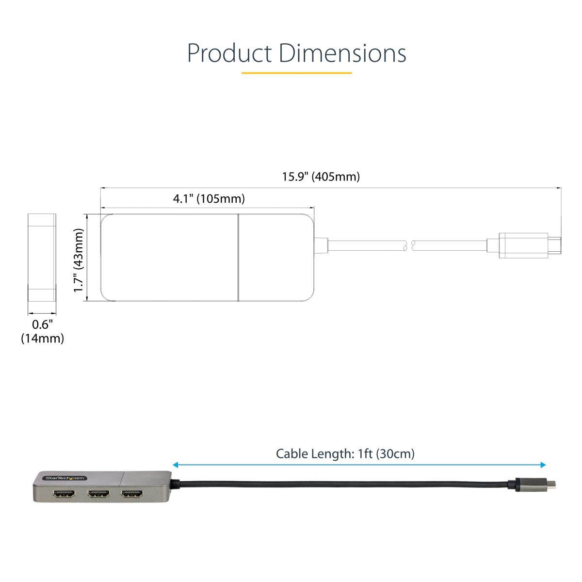 STARTECH.COM Mst Hub Hdmi - 3-port USB-c Triple 4k 60hz Windows Only