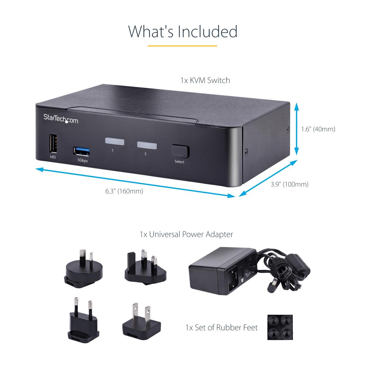 STARTECH.COM KVM Switch - 2 Port USB C Dp 4k 60hz 3.5mm And USB Audio