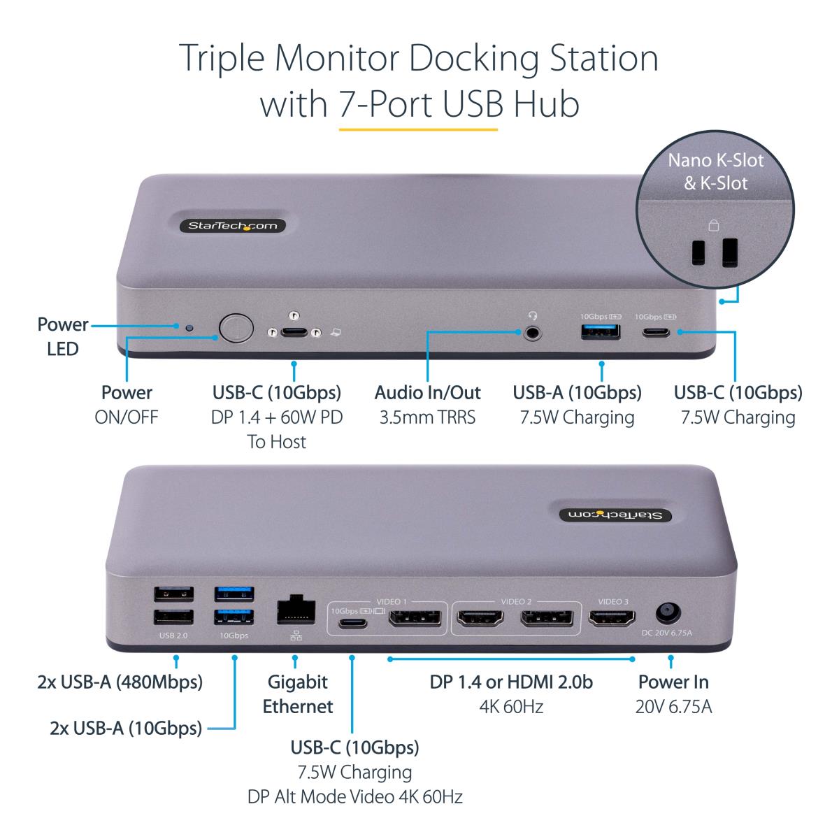 STARTECH.COM USB-c Docking Station - USB-c Hdmi Hub - 7 Port USB Dock