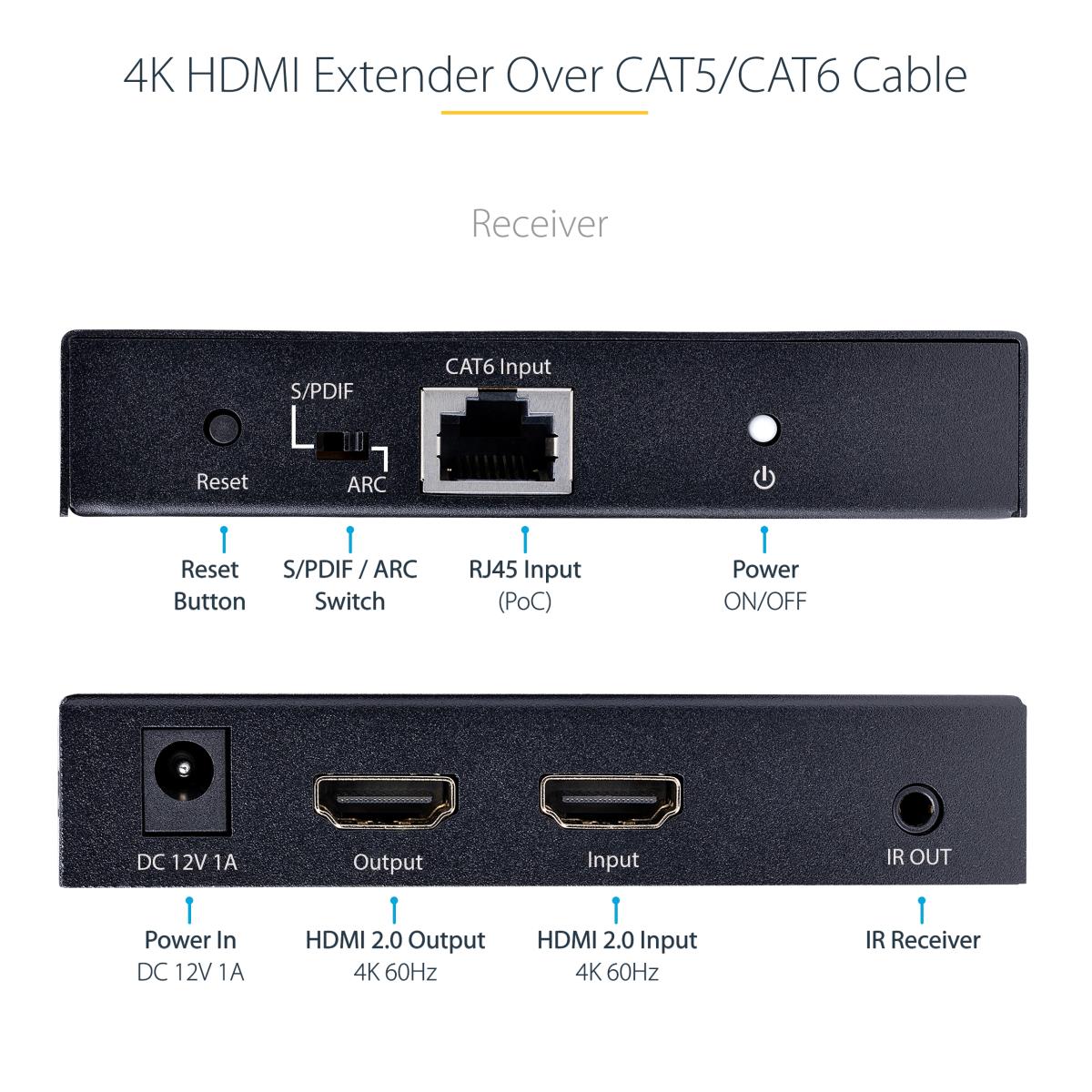 STARTECH.COM Hdmi Extender - 4k 60hz Hdmi Over CAT6 Cabling