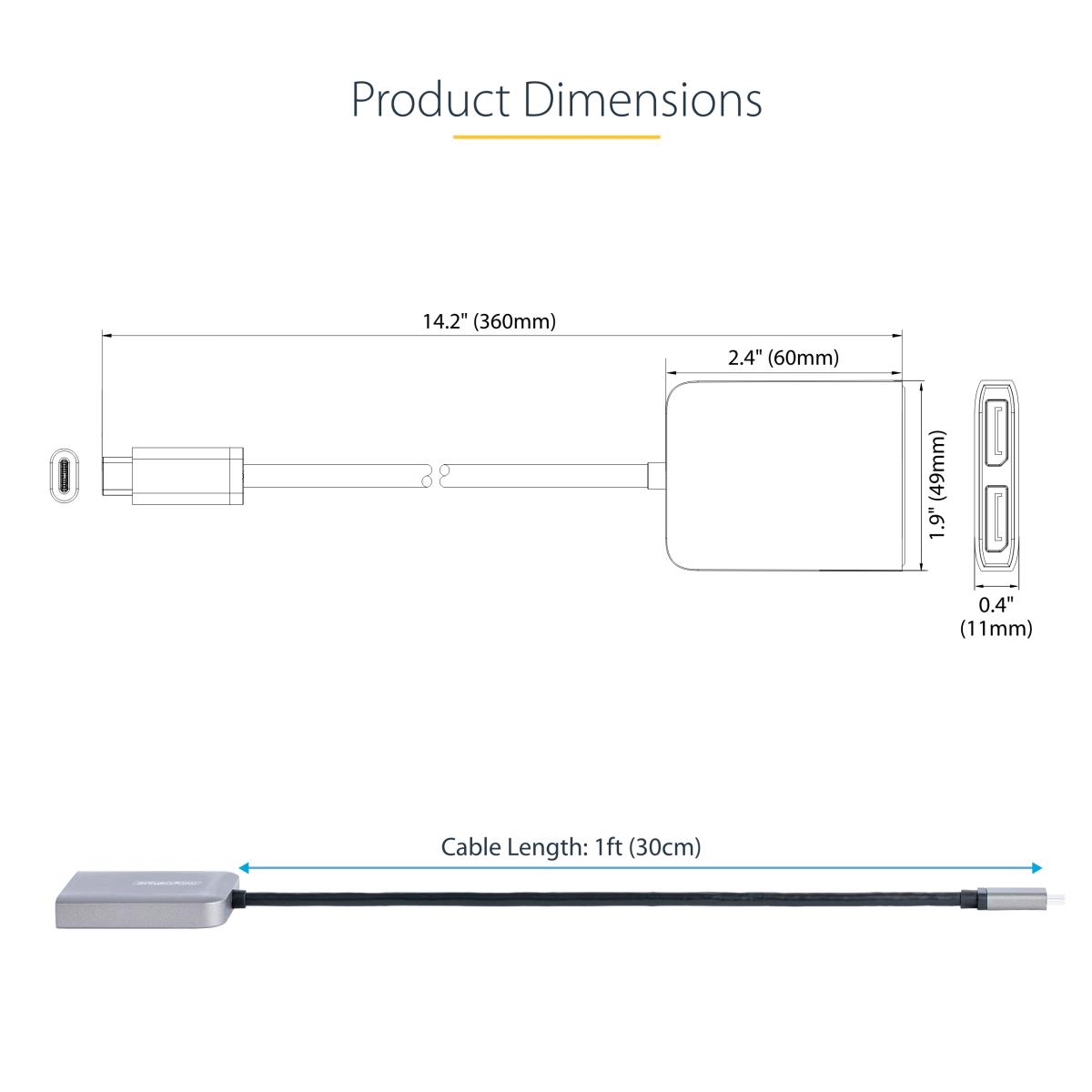 STARTECH.COM USB-c Mst Hub - 2-port 4k60hz - Dual-monitor Adapter Windows