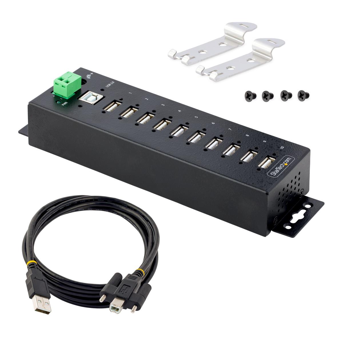 STARTECH.COM Industrial USB 2.0 Hub - Multi Port USB Hub 10-port Hub