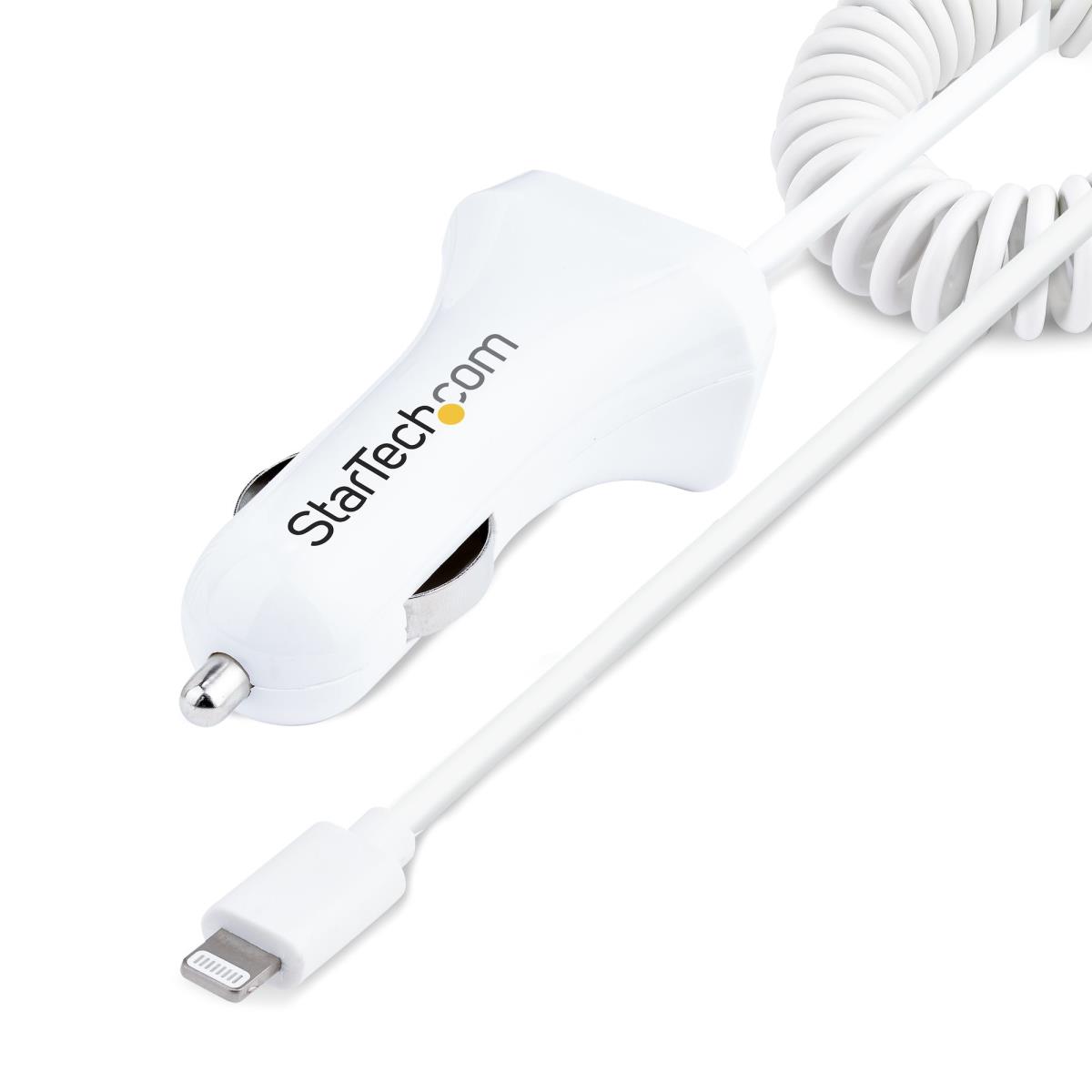 STARTECH.COM Lightning Car Charger - With 1m Coiled Cable Car iPhone Charger