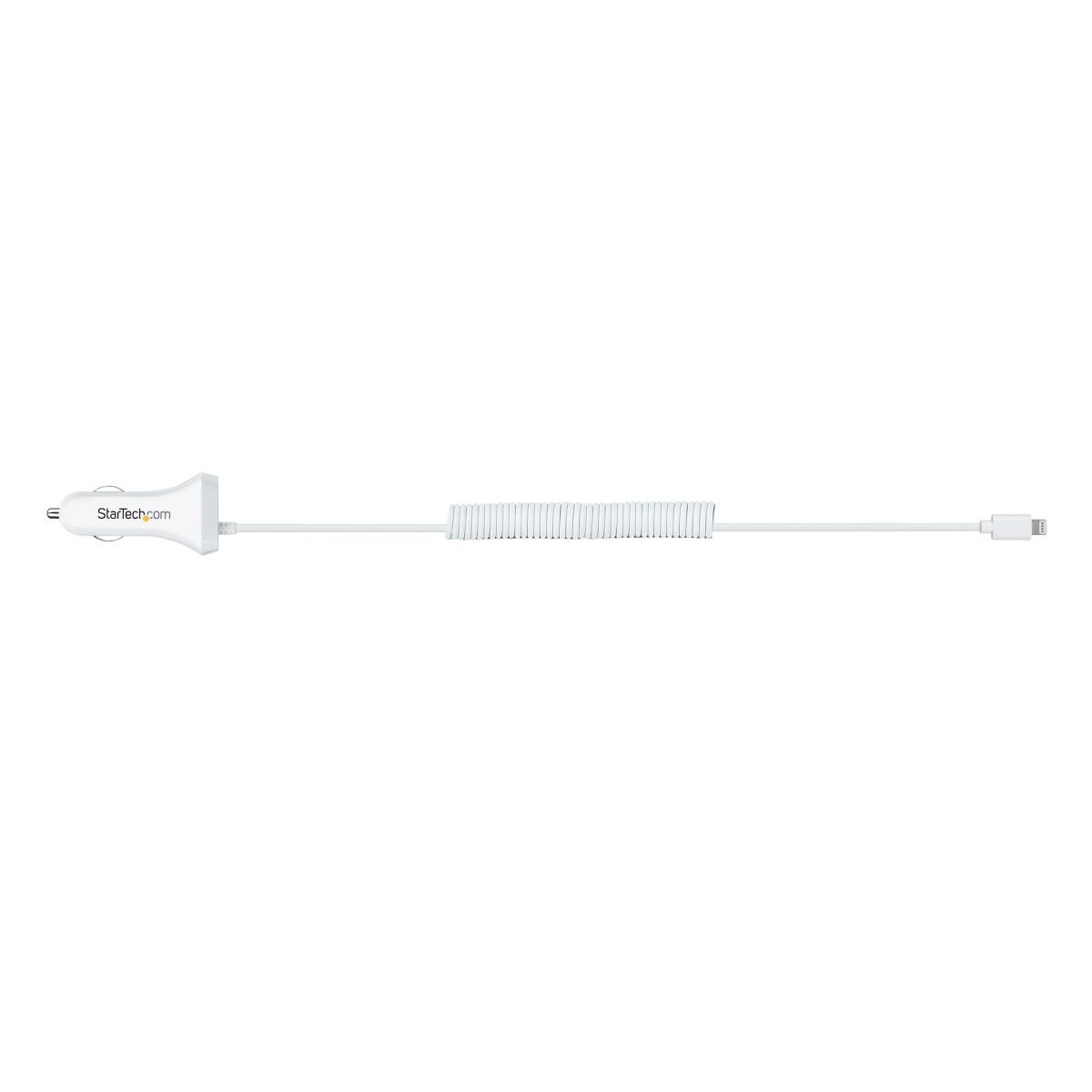 STARTECH.COM Lightning Car Charger - With 1m Coiled Cable Car iPhone Charger
