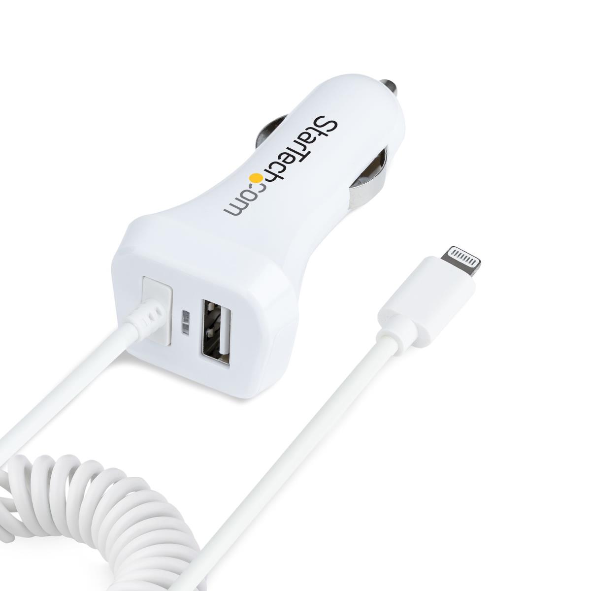 STARTECH.COM Lightning Car Charger - With 1m Coiled Cable Car iPhone Charger
