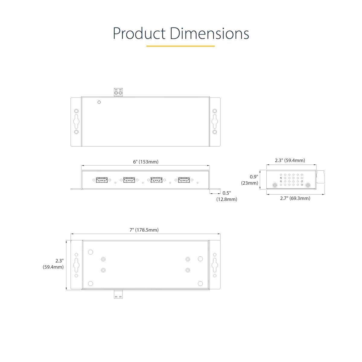 STARTECH.COM Industrial USB Hub - 4-port 5gbps USB-a Hub W/ Esd Protection