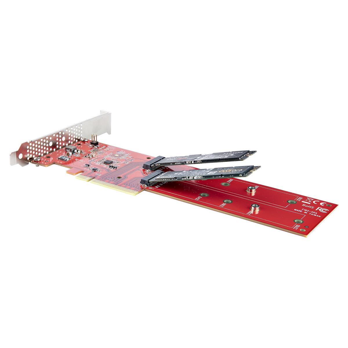 STARTECH.COM Pci-e M.2 Adapter - Pci-e X8x16 To Dual Nvme M.2 SSD