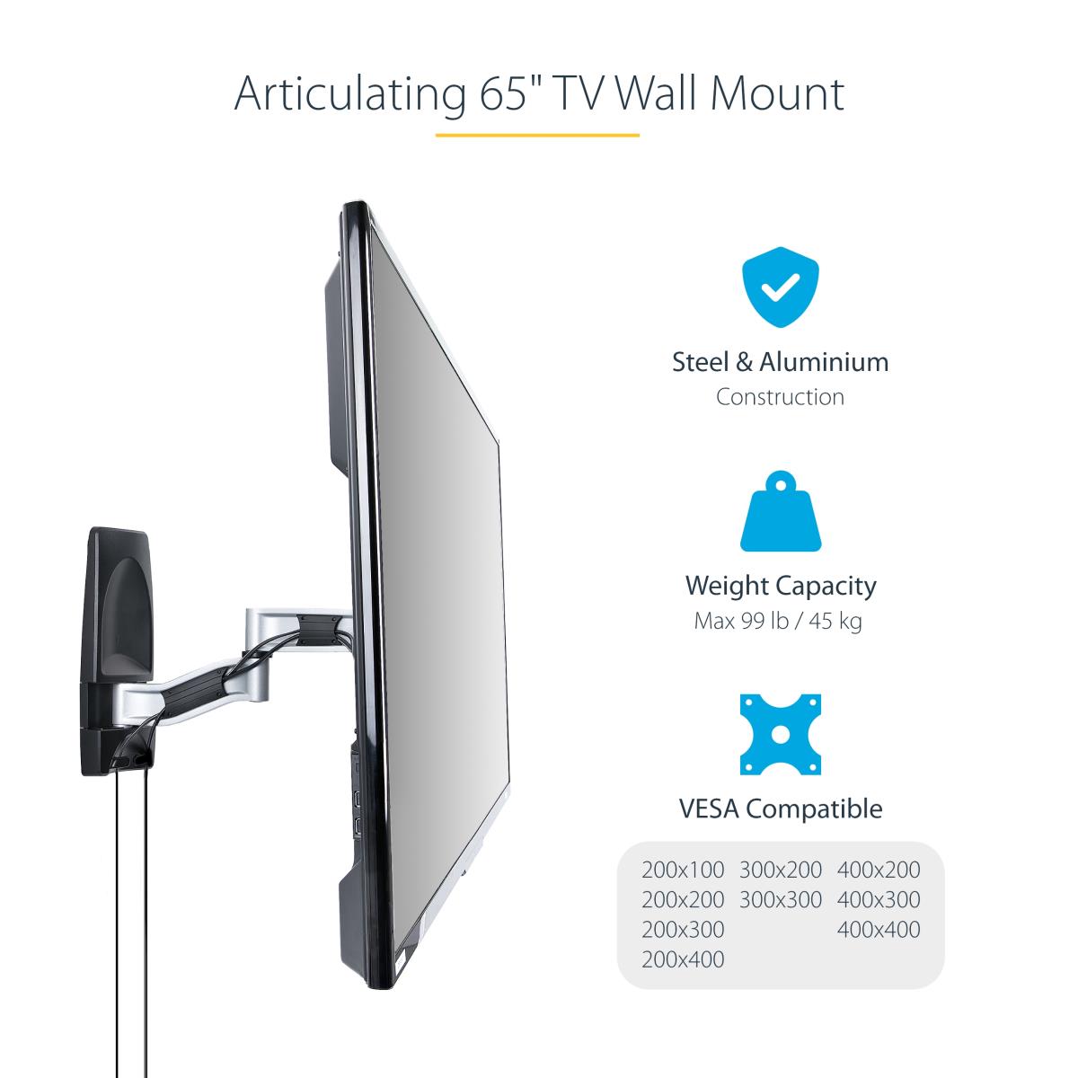 STARTECH.COM Articulating Tv Wall Mount - Corner Wall Mount Tv Bracket 65i