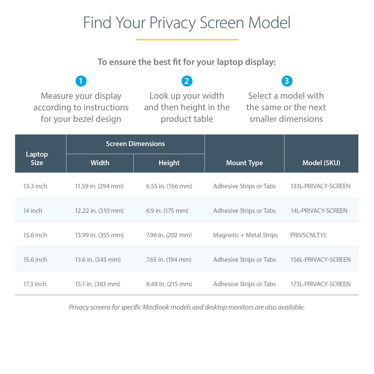 STARTECH.COM Laptop Privacy Screen - 14in Anti-glare Blue Light Filter