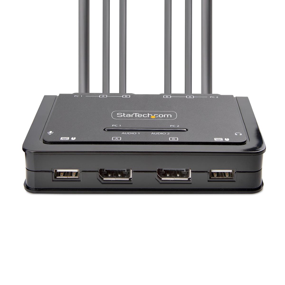 STARTECH.COM KVM Switch - 2-port Compact 4k - Dual-monitor Cable KVM Switch
