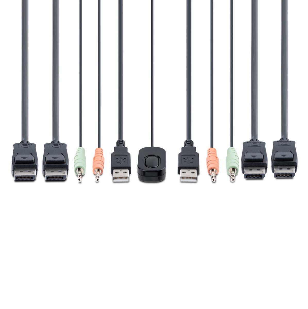 STARTECH.COM KVM Switch - 2-port Compact 4k - Dual-monitor Cable KVM Switch