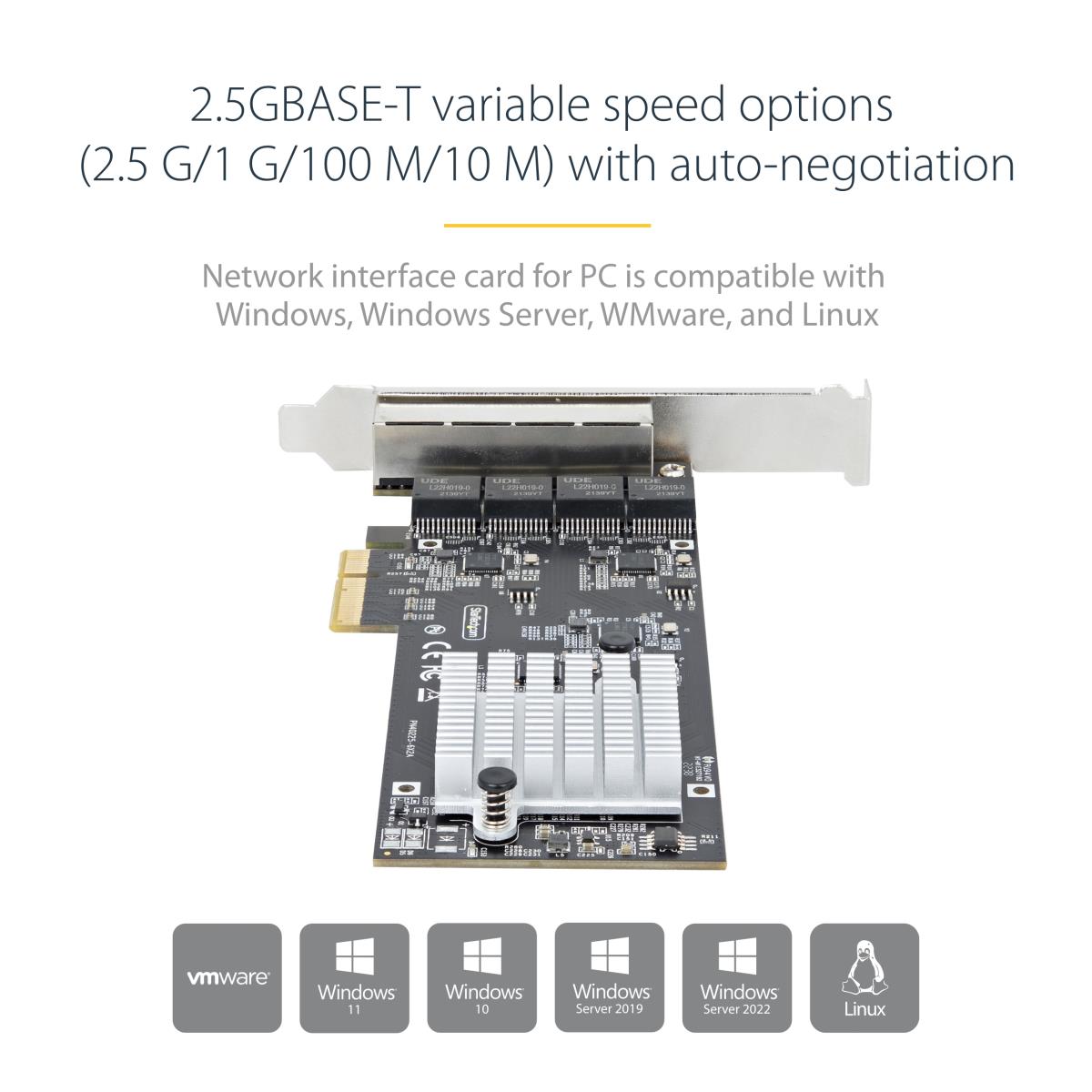 STARTECH.COM Network Card - 4-port 2.5g Pci-e Quad Nbase-t Ethernet Card
