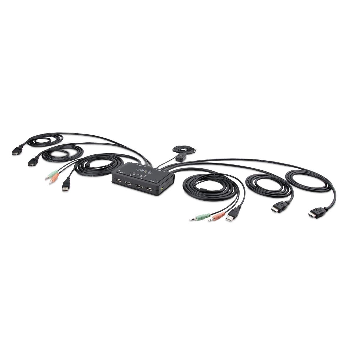 STARTECH.COM Compact 4k KVM Switch - 2-port Dual-monitor Cable KVM Switch