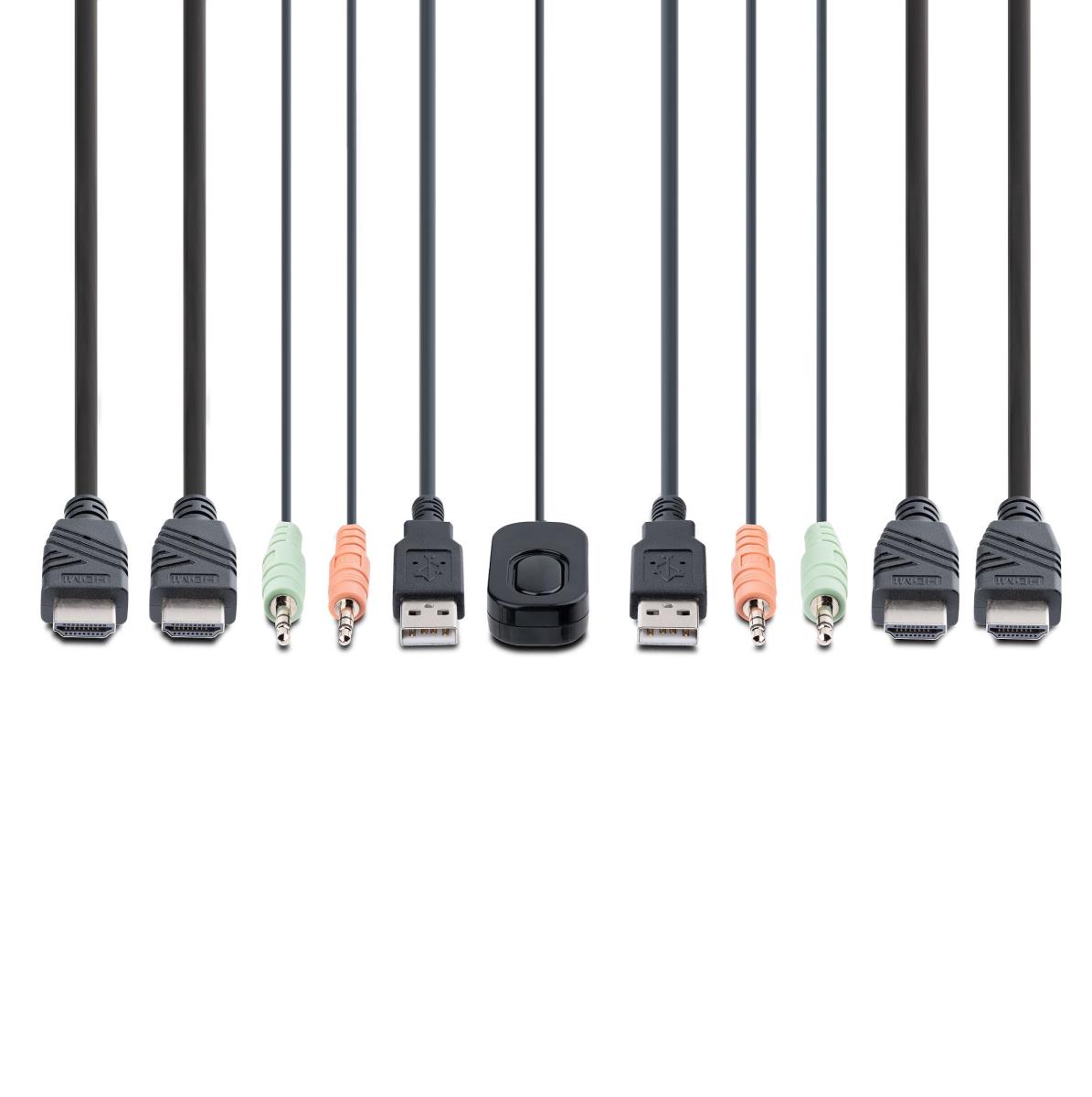 STARTECH.COM Compact 4k KVM Switch - 2-port Dual-monitor Cable KVM Switch